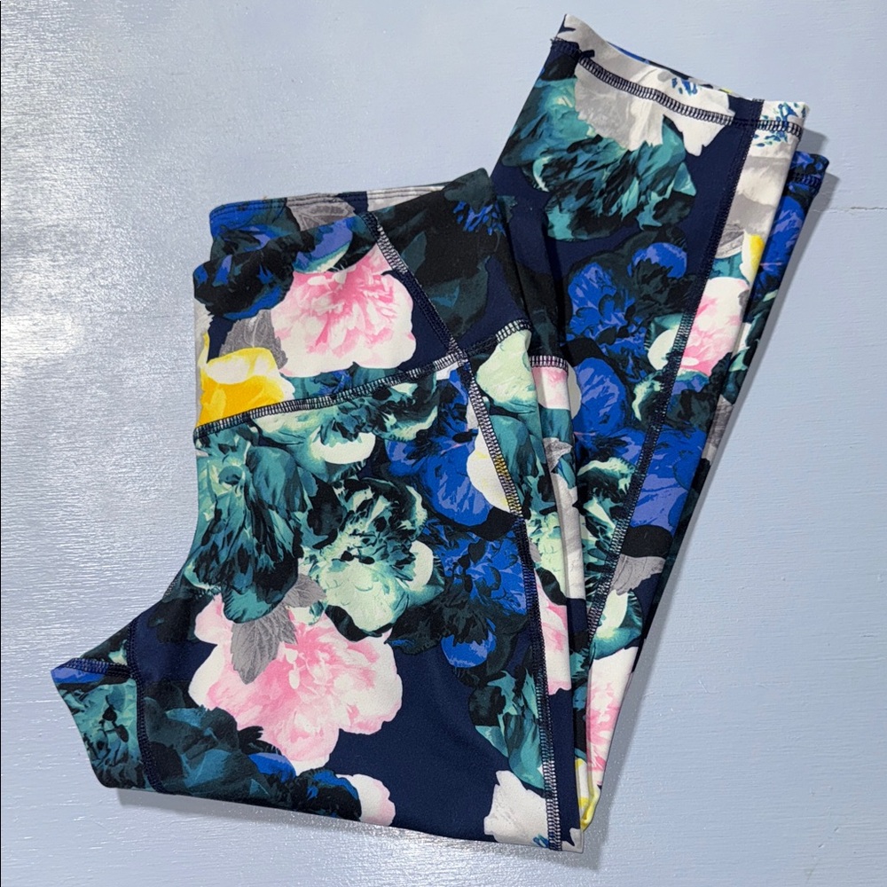 Old Navy Active Floral Print Leggings - Blue, Pink, Yellow